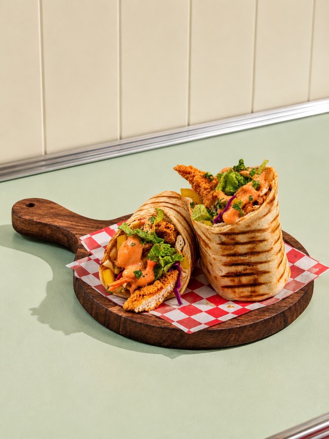 Grub Monkeys MOAW wrap, sliced open